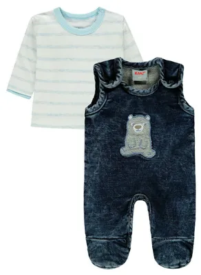 Produktbild von Baby-Jungen-Set: Bluse + marineblauer Kanz-Schlafanzug
