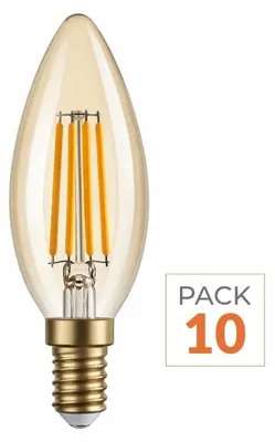 Produktbild von LED-Glühbirne E14, Filament, 4W, C35, Kerzenform - 10er-Pack - Warmweiß, 2300K - 3500K