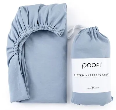 Produktbild von Kinderbettlaken 60x120 Bettlaken Spannbettlaken Dusty Blau Poofi