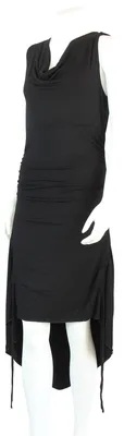 Produktbild von Kleid mit Raffung - schwarz - Wasserfallkragen - Sommerkleid - Jersey