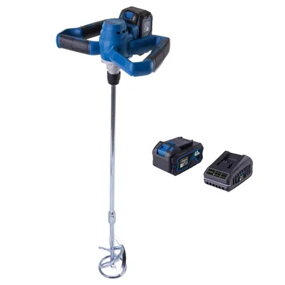 Produktbild von Scheppach Akku Farb- und Mörtelrührwerk BC-PMX100-X - 20V | max. 650min-1 Drehzahlregulierung | 10cm Rührdurchmesser | inkl. 4Ah Akku + 2,4A Ladegerät