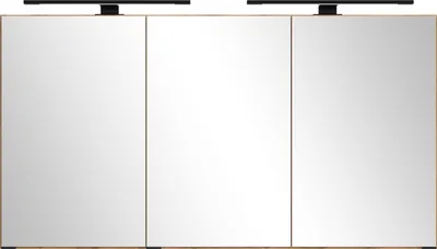 Produktbild von Badezimmerspiegelschrank >Nizza< in Wotaneiche-Nachbildung - 120x64x20cm (BxHxT)