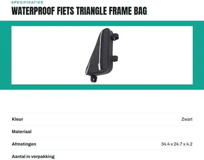 Image de Sacoche de vélo étanche - Capacité de 1,2 litre - Polyester - Sangle réglable - Sac en filet pour accessoires - Sacoche de vélo