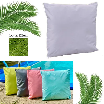 Produktbild von heimtexland ® Outdoorkissen mit Füllung Outdoor Lounge Dekokissen Lotus Effekt Gartenkissen Typ687 silber