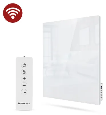 Produktbild von Termofol Glas-Infrarotheizung TF-GW350, WLAN App-Steuerung, 350 W, 50 x 60 cm, Weiß