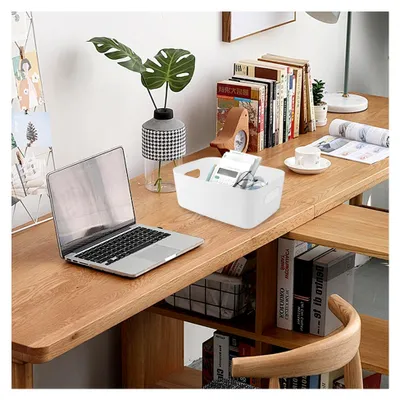 Produktbild von 10 Stück Kunststoff Aufbewahrungsboxen - 30 x 20,5 x 12,5 cm Weiß - Organizer mit Griffen - Stapelbare Körbe für Küche, Badezimmer, Schrank, Büro, Kosmetik