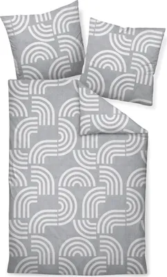 A set of bedding with a geometric pattern.