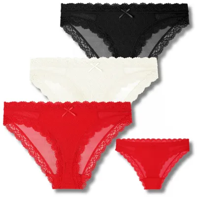 Obrázek produktu pro Dámské spodní prádlo - kalhotky, velikost XL - 3 kusy kalhotek - krajkové kalhotky
