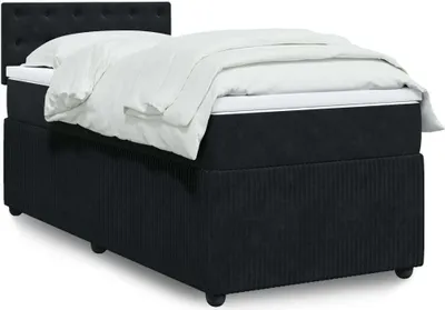 Zdjęcie produktu dla Maison Exclusive - Łóżko kontynentalne z materacem, czarne, aksamit 80x200 cm
