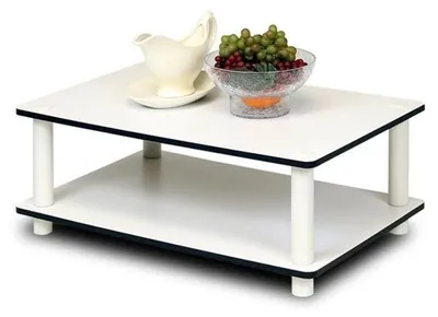 Image de Table basse en bois à deux niveaux, facile à assembler