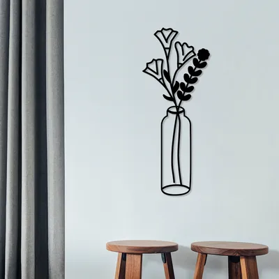 Obrázok produktu pre Wallity, Flower 6, dekorácia na stenu, čierna, kov, 24 x 60 cm