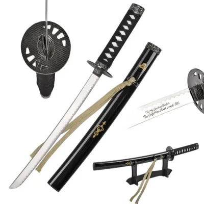 Produktbild von Mini Brieföffner 45 cm mit Holzständer | Japanische Deko Anime Gaming Zimmer Schreibtisch Accessoire SW-360D