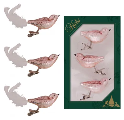 Produktbild von Krebs Glas Lauscha Christbaumschmuck - Vögel Koralle auf Clip 11cm - Glasschmuck