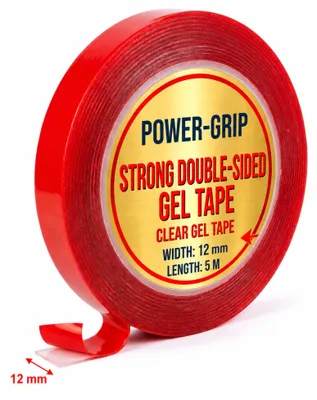 Produktbild von Doppelseitiges Gel-Montageband Transparent 12 mm x 5 m Power-Grip ohne Bohren Starkes, Klares Klebeband