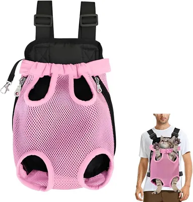 Imagen del producto de Mochila para mascotas, transpirable, ajustable, ideal para perros y gatos pequeños, perfecta para actividades al aire libre