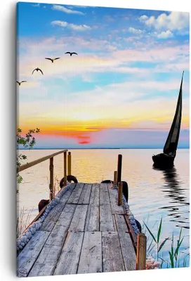 Produktbild von Bild auf Leinwand - Leinwandbild - Einteilig - Brücke See - 50x70cm - Wand Bild - Wanddeko - Wandbilder - Leinwanddruck - Kunstdruck - Wanddekoration - Leinwand bilder - Wandbild - PA50x70-4115