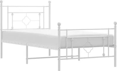 Produktbild von vidaXL Bettgestell mit Kopf- und Fußteil Metall Weiß 100x200 cm