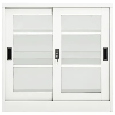Produktbild von vidaXL Schrank mit Schiebetür Weiß 90x40x90 cm Stahl