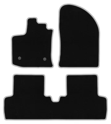 Productafbeelding van Velours automatten voor Dacia Lodgy vanaf 2012 (MPV) – 3-delig, zwart/zilver, op maat – Wielganizator CARLUX