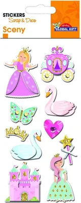 Produktbild von Aufkleber mit Glitterrelief - Prinzessin und Schwäne