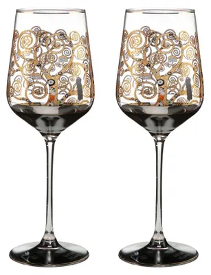Produktbild von 2er Set Gustav Klimt Weinglas Der Lebensbaum H. 25cm 450ml Goebel