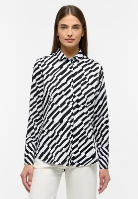 Produktbild von Eterna Damen Satinbluse 4067159433604, 4067159433611, 4067159433628, 4067159433635, 4067159433642 ETE-7498 schwarz/weiss 38