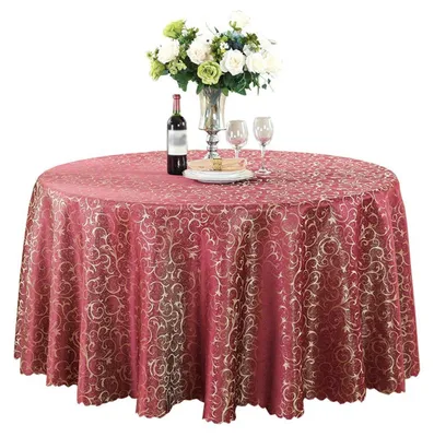Immagine prodotto di Tovaglia rotonda in tessuto jacquard, colore bordeaux, diametro 340 cm, realizzata in poliestere