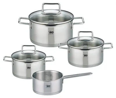 Produktbild von ELO Smart Steam Topfset aus hochwertigem Edelstahl 18/10, 7-teilig, Ø 16 - 24 cm, inklusive Glasdeckel, für alle Herdarten geeignet