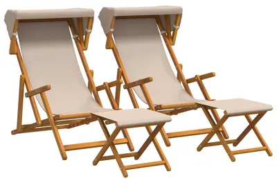 Immagine prodotto di vidaXL Sedia a sdraio, 4 pezzi, legno di eucalipto massello, 3 posizioni, colore beige