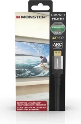 Produktbild von Monster, HDMI-Kabel Essentials 4K HDR 22.5Gbit/s 1,8m, Grau