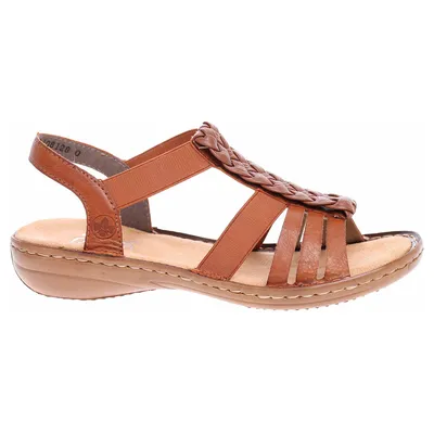Produktbild von Rieker Damen Sandale Sandalette T-Riemen Flechtoptik 60809, Größe:37 EU, Farbe:Braun