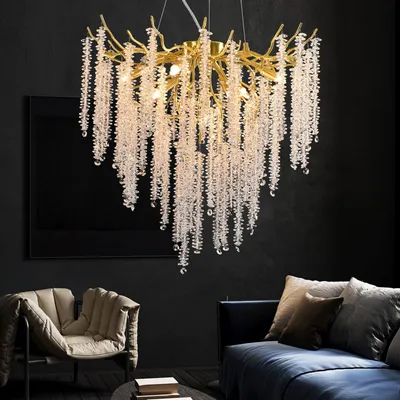 Obrázok produktu pre Moderný luster s krištáľovými lampami, stmívateľná okrúhla závesná lampa vhodná do jedálne a kuchyne