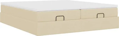 Produktbild von Ottoman-Bett mit Matratzen Creme 200x200 cm Stoff