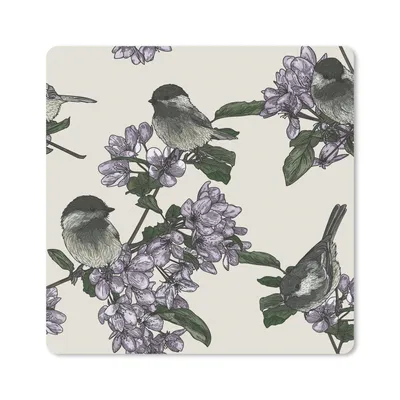 Produktbild von MuchoWow® Mauspad Mousepad Vogel - Blume - Muster 30x30 cm - Mousepads - Maus Mat - Pad - Mausunterlage - Gaming