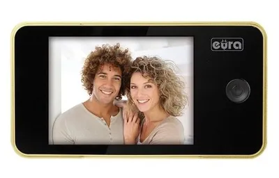 Zdjęcie produktu dla Wideo wizjer do drzwi ''EURA'' VDP-01C1 ERIS złoty 3.2'' LCD