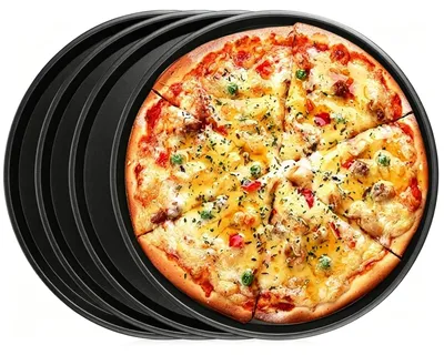 Pizza-Backplatten-Set, 4 Stück, 29 cm, rund, Antihaft, spülmaschinengeeignet