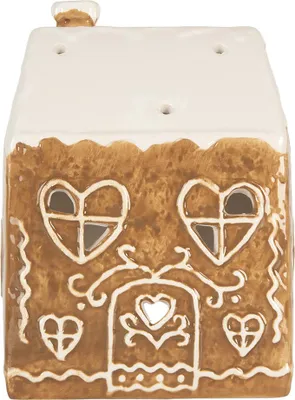 Obrázek produktu pro Clayre & Eef Stojánek na čajovou svíčku House 12x7x16 cm Hnědá keramika