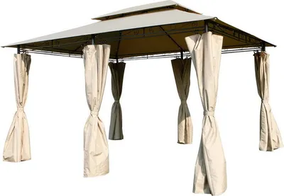 Produktbild von XXL Metall Pavillon Doppeldach 3x4 m wasserdicht Gartenpavillon Seitenteile taupe