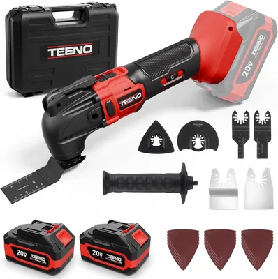 Productafbeelding van Multifunctioneel gereedschap, kantelbaar, accuvoed, 20 V, borstelloos, met 6 snelheidsstanden, 2 x 4,0 A accu's, 8500 – 21000 omwentelingen per minuut, oplader