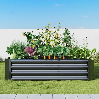 Produktbild von VERFARM Hochbeet aus Verzinktem Metall 120x60x30 cm Schwarz