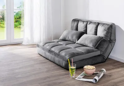Produktbild von 2 in 1 faltbares Bodensofa Bett mit Rückenlehne - Dunkelgrau