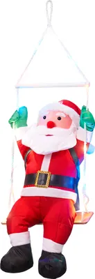 Produktbild von Sitzender Weihnachtsmann auf einer Schaukel | mit 20 bunten LED | Innen- und Außen