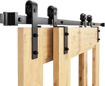 Produktbild von 200CM Schiebetür Komplettset Bypass Doppeltür Schiebetürschiene | Schwarz Schiebetürbeschlag für Doppeltür 100 cm, Keine Tür