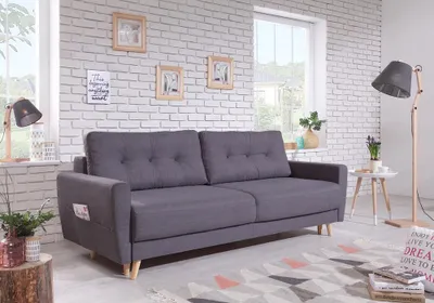 Produktbild von MIUFORM Friendly Lars - Sofa mit Bettfunktion - 220x90cm - Dunkelgrau - 3-Sitzer Schlafsofa
