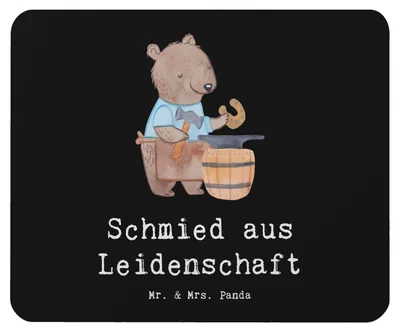 Produktbild von Mr. & Mrs. Panda Mouse Pad Schmied Leidenschaft - Schwarz - Geschenk, laptop mousepad, mousematte, Mauspad, computermatte