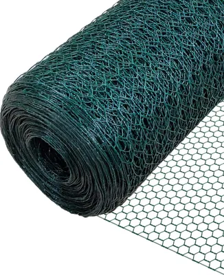 Produktbild von VOUNOT® Drahtzaun Sechskantgeflecht, Maschendrahtzaun, 1x50m, Maschenweite 25mm, PVC-Beschichtet Grün
