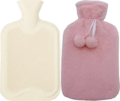 Produktbild von Wärmflasche Wärmekissen mit flauschigem Bezug, Wärme und Kälte Therapie, kuschelig weich, auslaufsicher, rosa