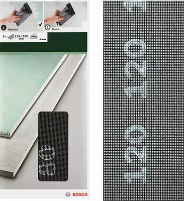 Produktbild von Bosch Schleifgitter 5 Stück, 115 x 280 mm K 120 für Gipskartonplatten