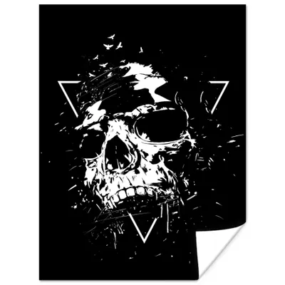 Produktbild von MuchoWow® Poster Totenkopf - Dreieck - Weiß - Schwarz 30x40 cm - Wandplakat - Poster Kinderzimmer