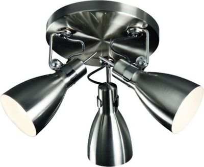 Energiespar Spot Retro 3 Flammig Stahl gebürstet inkl. Leuchtmittel